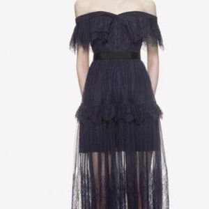 Self-Portrait Navy Fine Lace Maxi dress